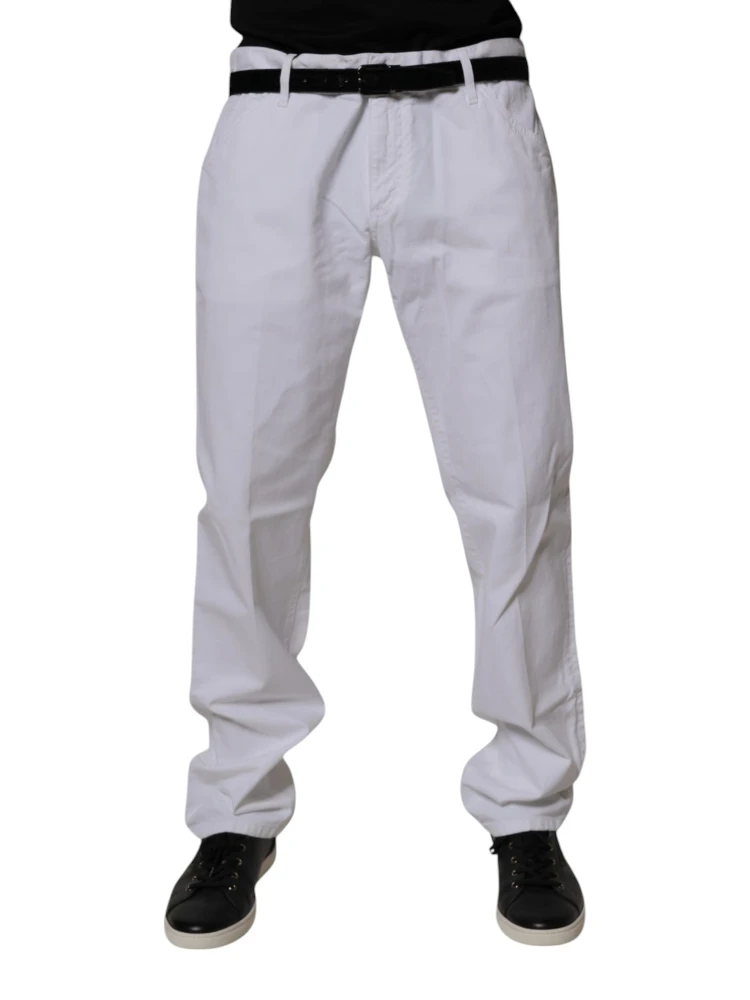 White Cotton Straight Men Denim Jeans