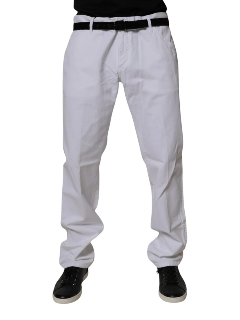 White Cotton Straight Men Denim Jeans