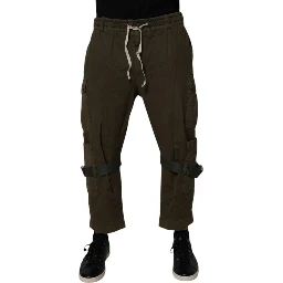 Brown Cotton Stretch Cargo Pants