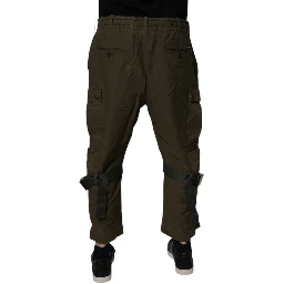 Brown Cotton Stretch Cargo Pants