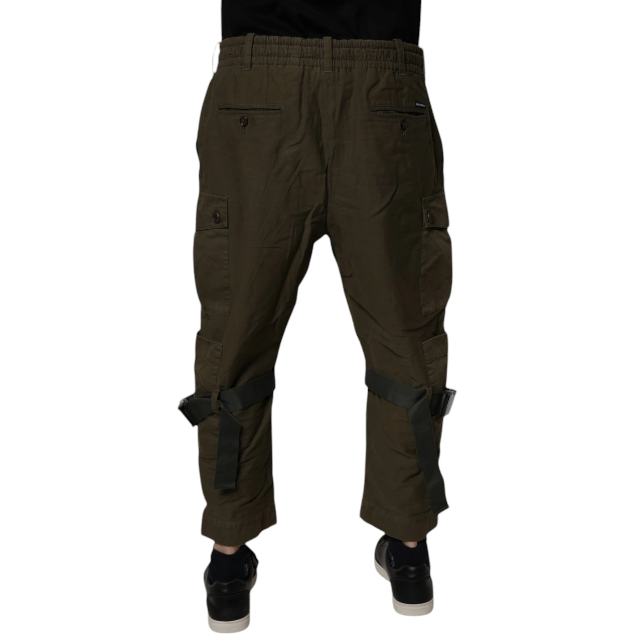 Brown Cotton Stretch Cargo Pants