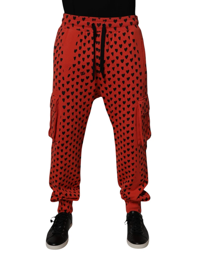 Red Hearts Cargo Jogger Men Sweatpants Pants