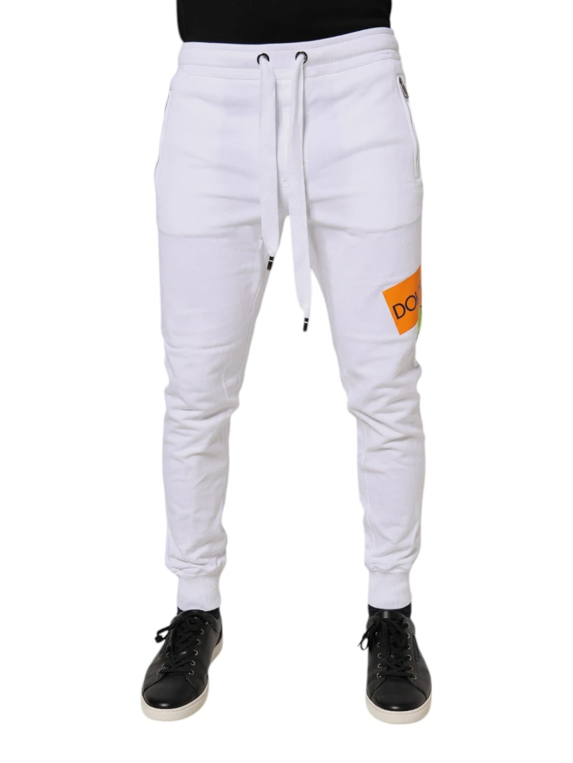 White Logo Tape Jogger Cotton Sweatpants Pants