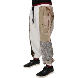 White Camouflage Patchwork Sweatpants Pants