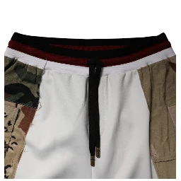White Camouflage Patchwork Sweatpants Pants