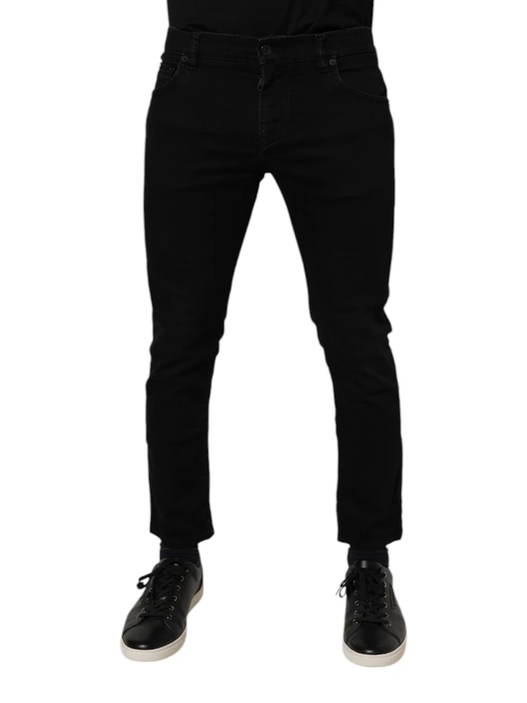 Black Cotton Stretch Skinny Men Denim Jeans