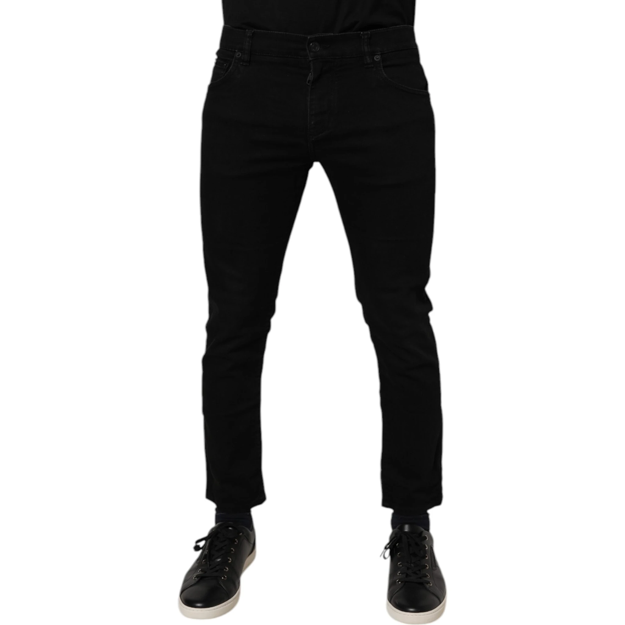 Black Cotton Stretch Skinny Men Denim Jeans