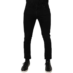Black Cotton Stretch Skinny Men Denim Jeans