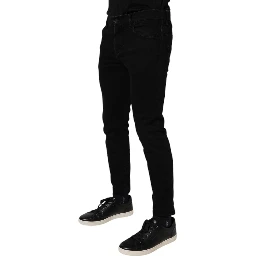 Black Cotton Stretch Skinny Men Denim Jeans