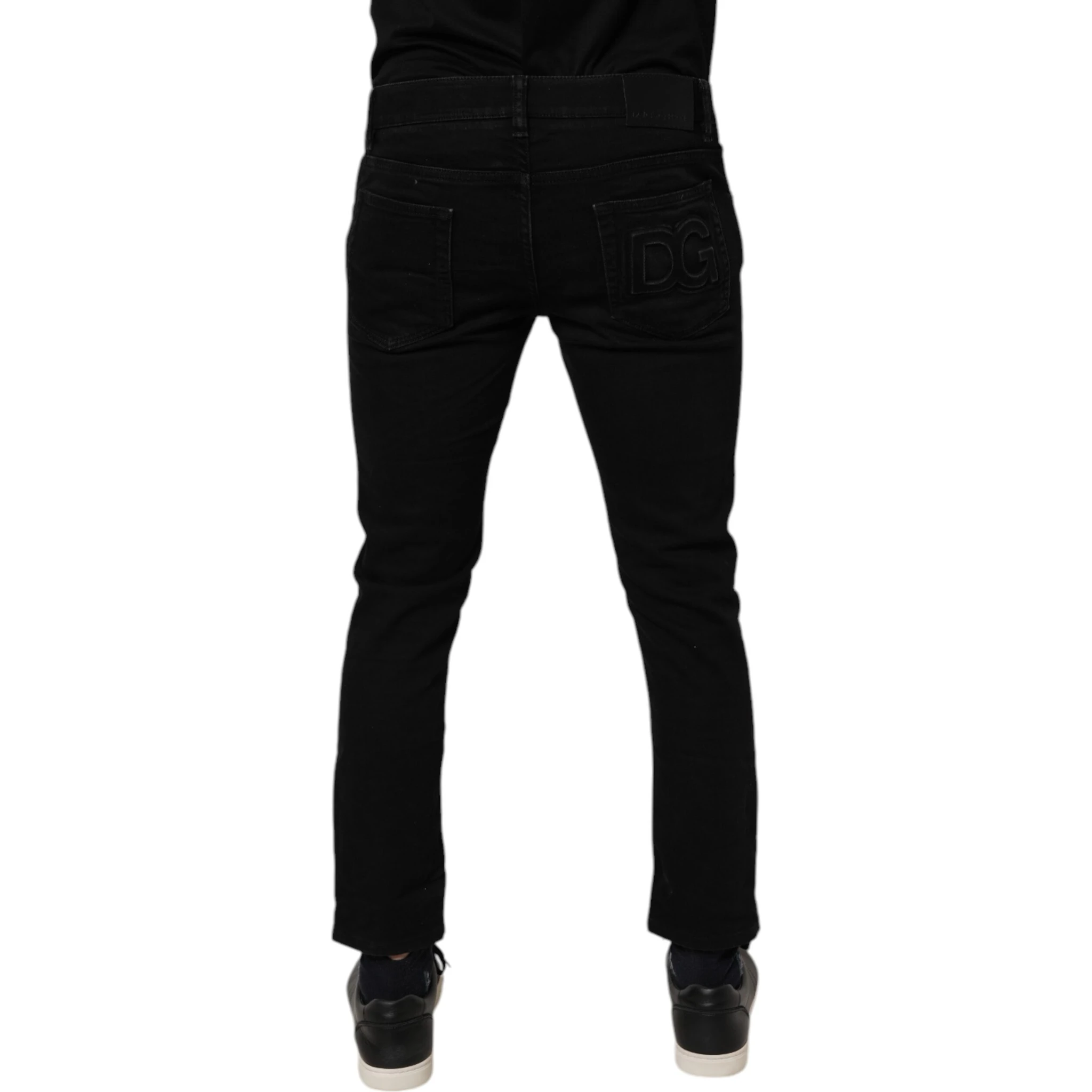 Black Cotton Stretch Skinny Men Denim Jeans