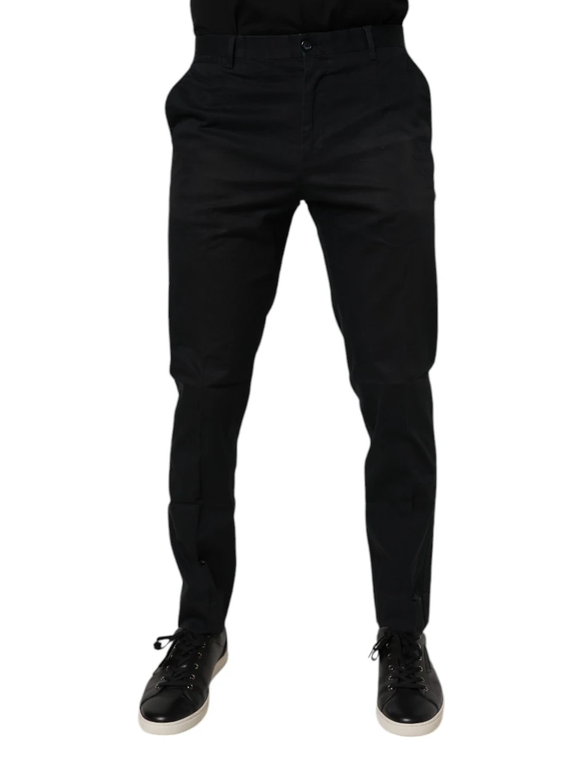 Black Cotton Stretch Skinny Dress Formal Pants