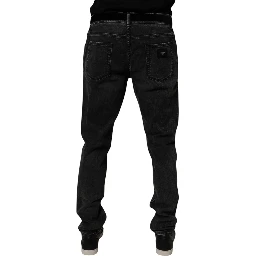 Black Cotton Stretch Men Skinny Denim Jeans