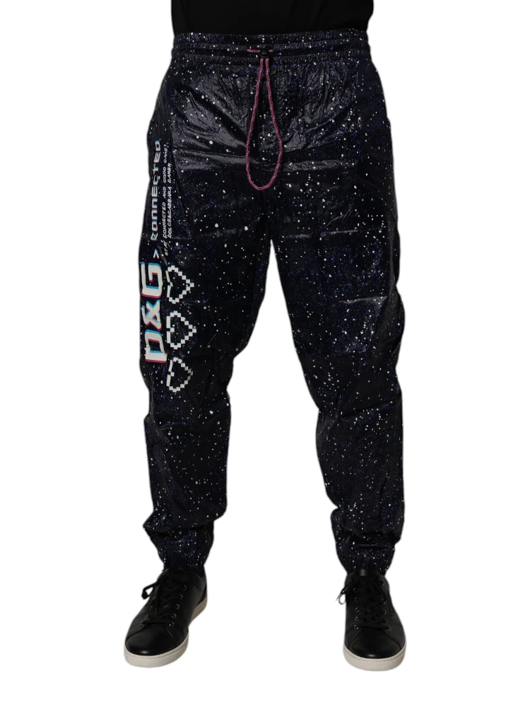 Dark Blue DG Game Print Cotton Jogger Pants