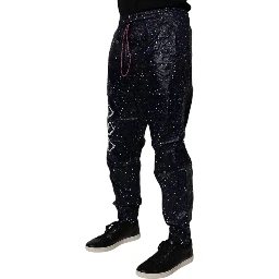 Dark Blue DG Game Print Cotton Jogger Pants