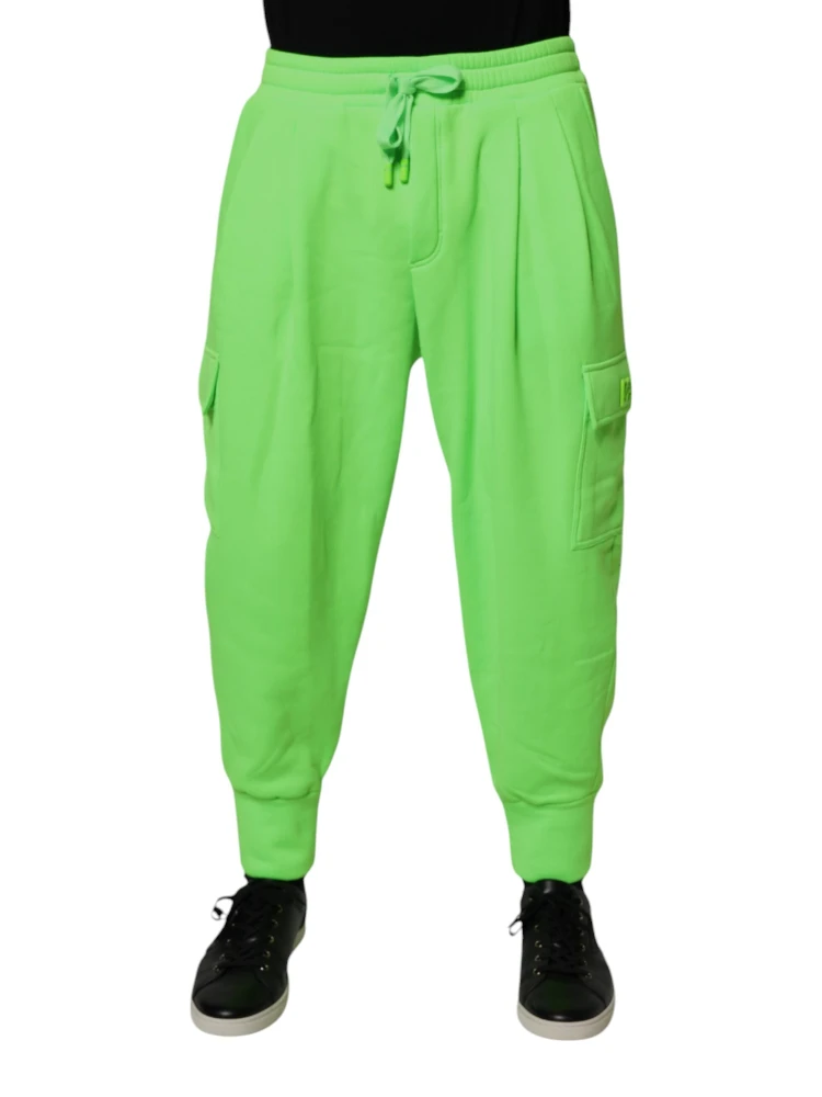 Neon Green Cargo Jogger Men Sweatpants Pants