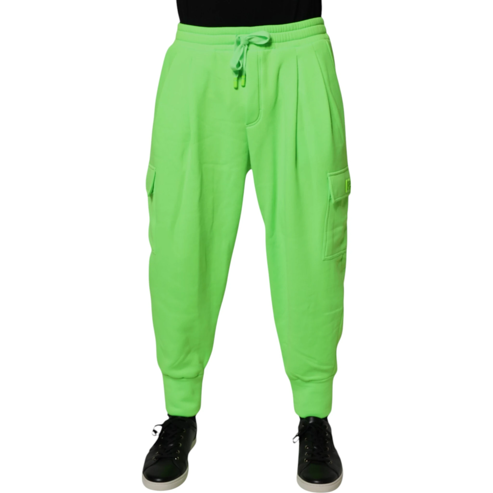 Neon Green Cargo Jogger Men Sweatpants Pants