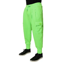 Neon Green Cargo Jogger Men Sweatpants Pants