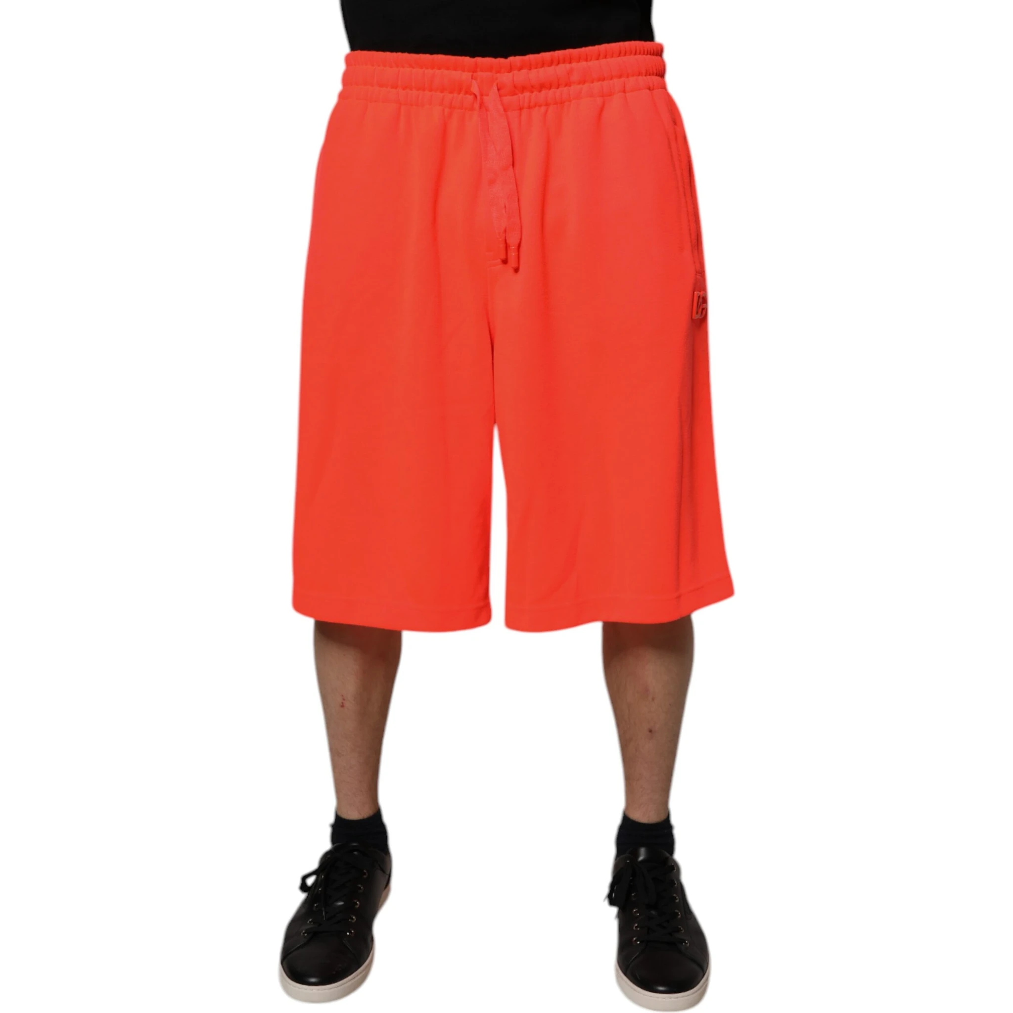 Red Polyester Mid Waist Men Bermuda Shorts