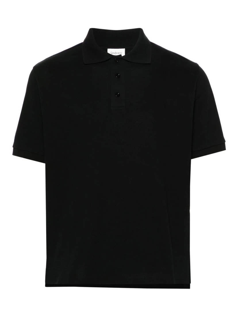 Cassandre-embroidered piqué polo shirt