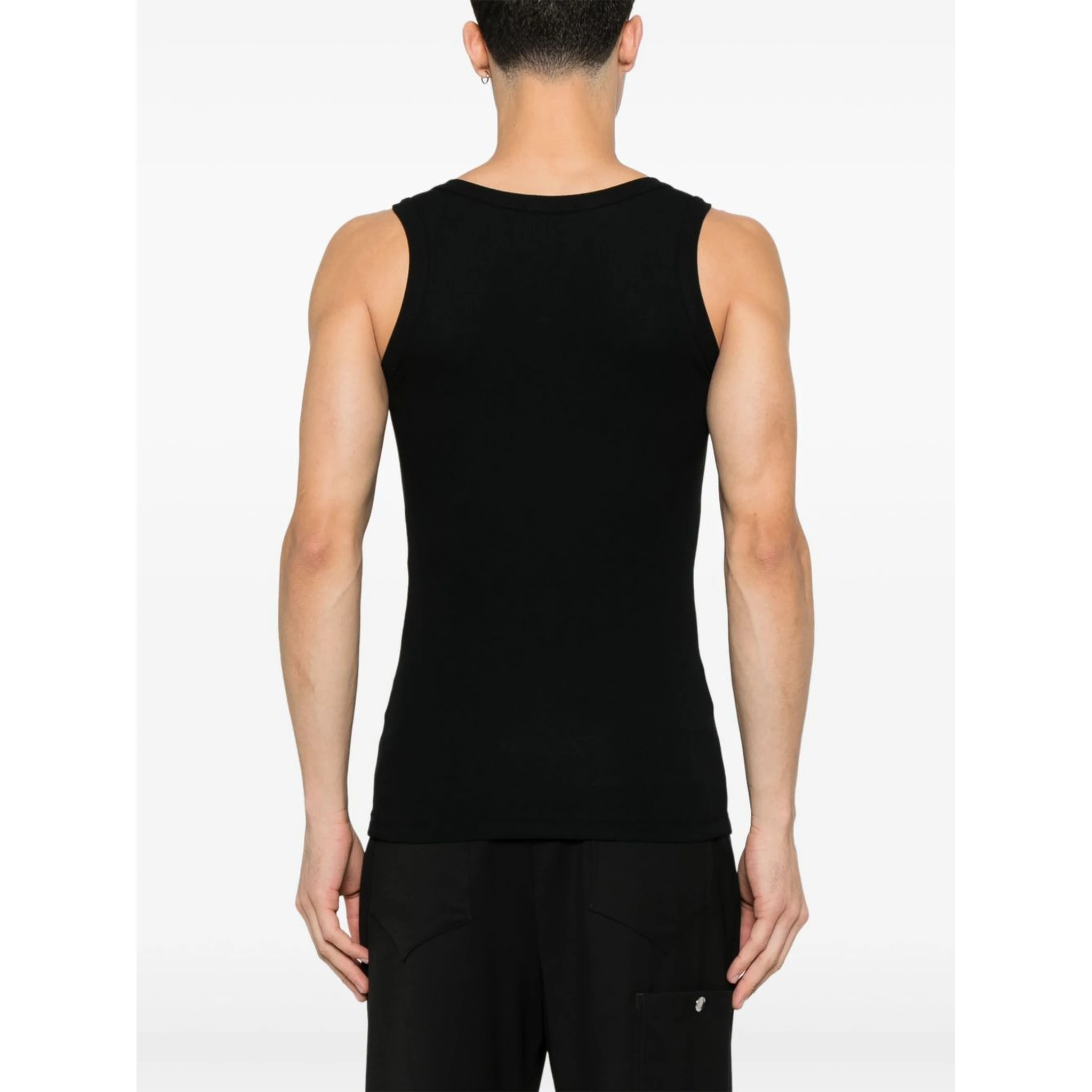 Logo Detail Jersey Tank Top In Black