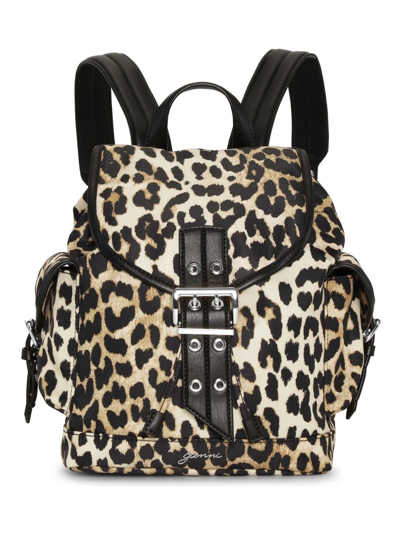 Leopard Print Bucky Small Nylon Backpack