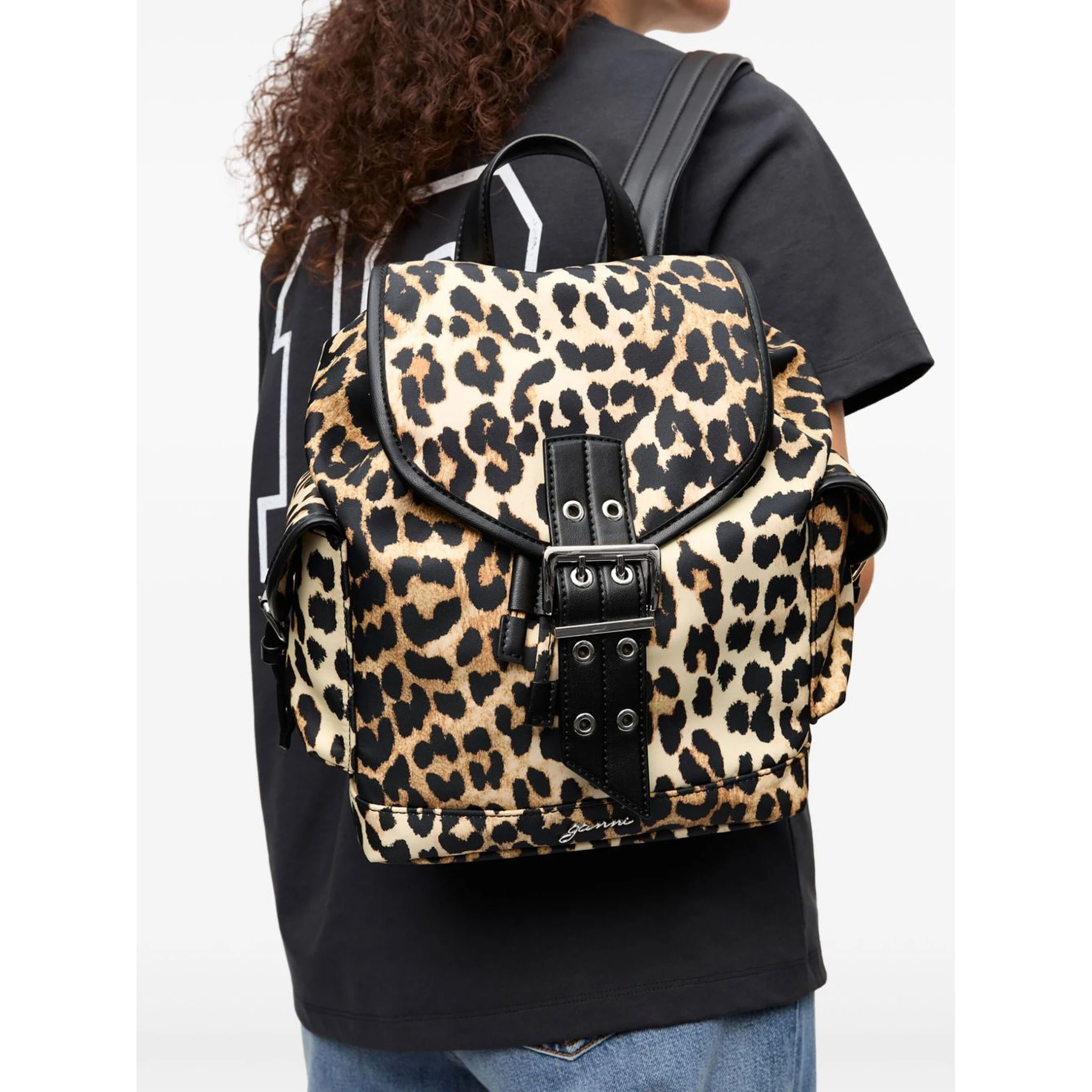 Leopard Print Bucky Small Nylon Backpack