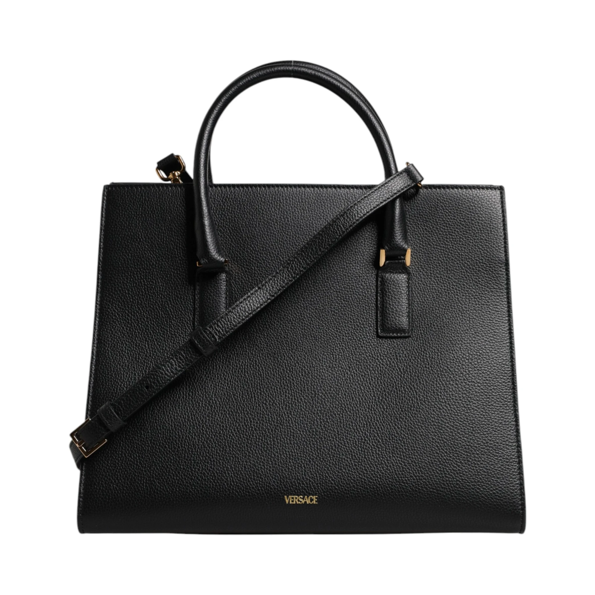 Black Large Leather Top Handle Shoulder Crossbody Bag