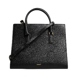 Black Large Leather Top Handle Shoulder Crossbody Bag