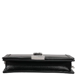 Black Calfskin Leather Chain Strap Shoulder Crossbody Bag