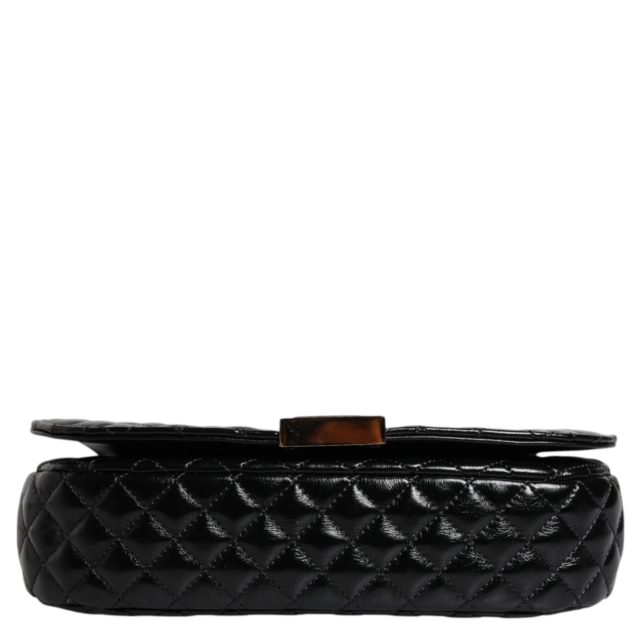 Black Calf Leather Quilted Shoulder Strap Bag