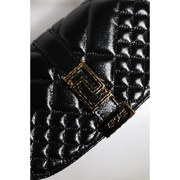 Black Calf Leather Quilted Shoulder Strap Bag
