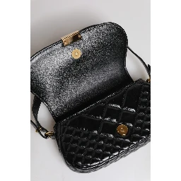 Black Calf Leather Quilted Shoulder Strap Bag