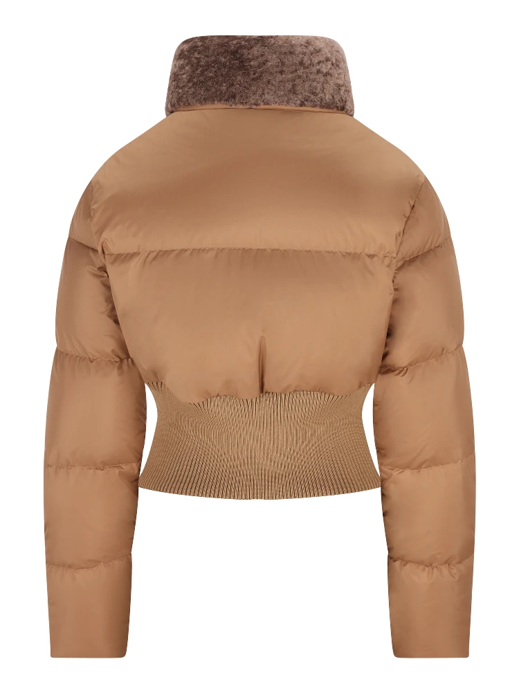 Quilted shearling-collar jacket alternative