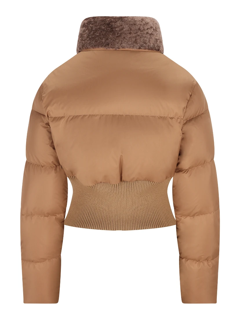 Quilted shearling-collar jacket