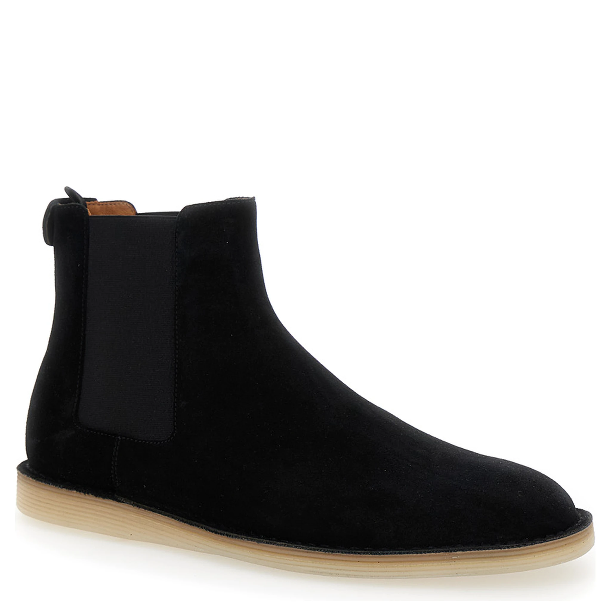 Black Pull-On Ankle Boots with DG Logo in Suede Man