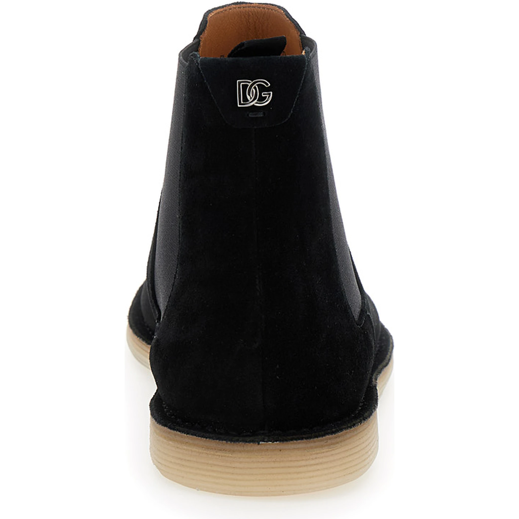 Black Pull-On Ankle Boots with DG Logo in Suede Man