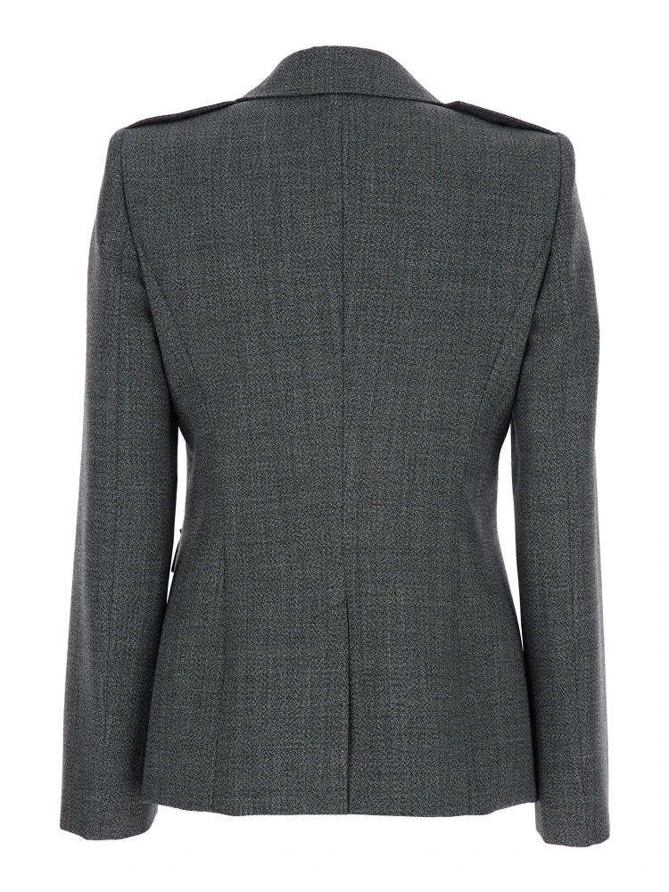 Grey Jacket with Wide Notched Revers in Wool Woman alternative