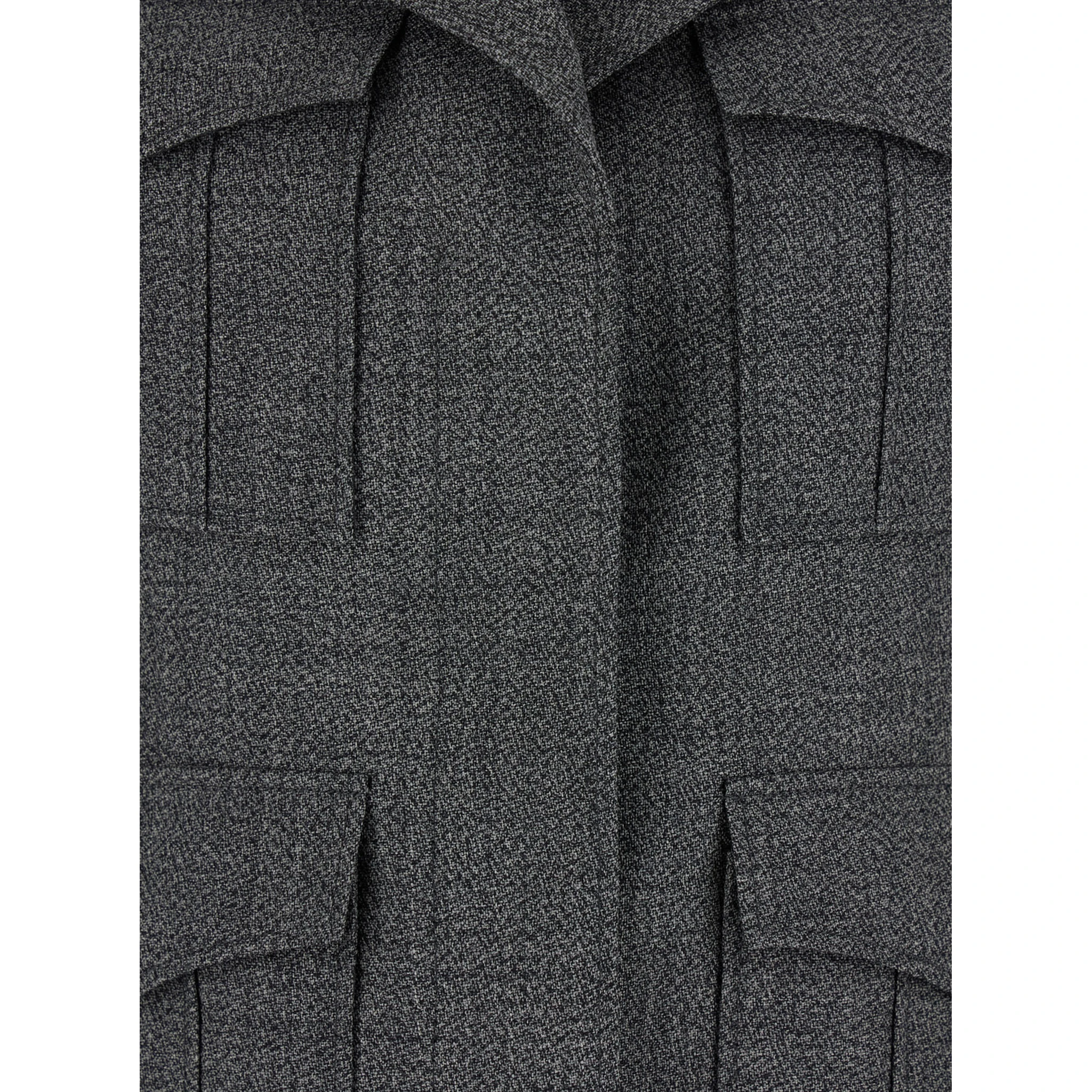 Grey Jacket with Wide Notched Revers in Wool Woman