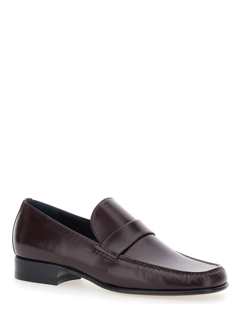 Bordeaux Pull-On Loafers in Leather Woman