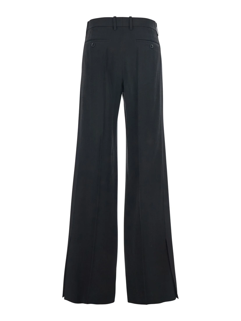 Black Pants with Belt Loops in Viscose Blend Woman