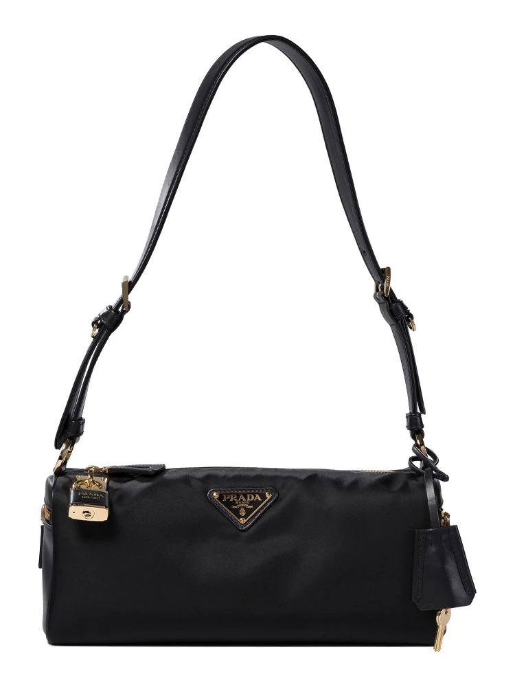 Shoulder bag in Re-Nylon and leather