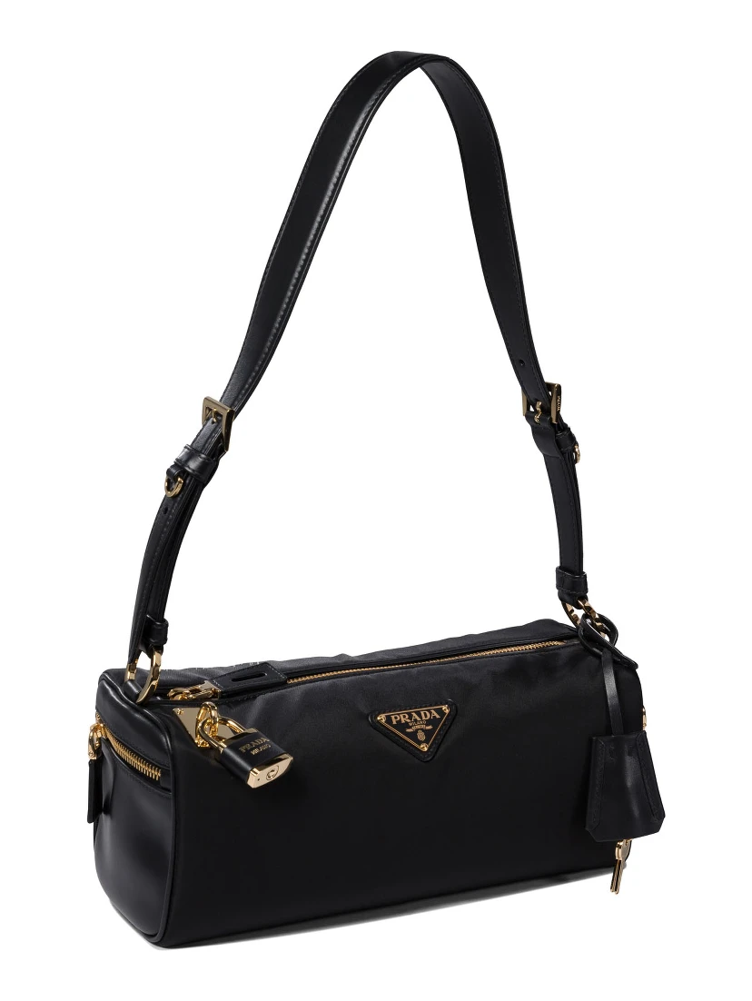 Shoulder bag in Re-Nylon and leather