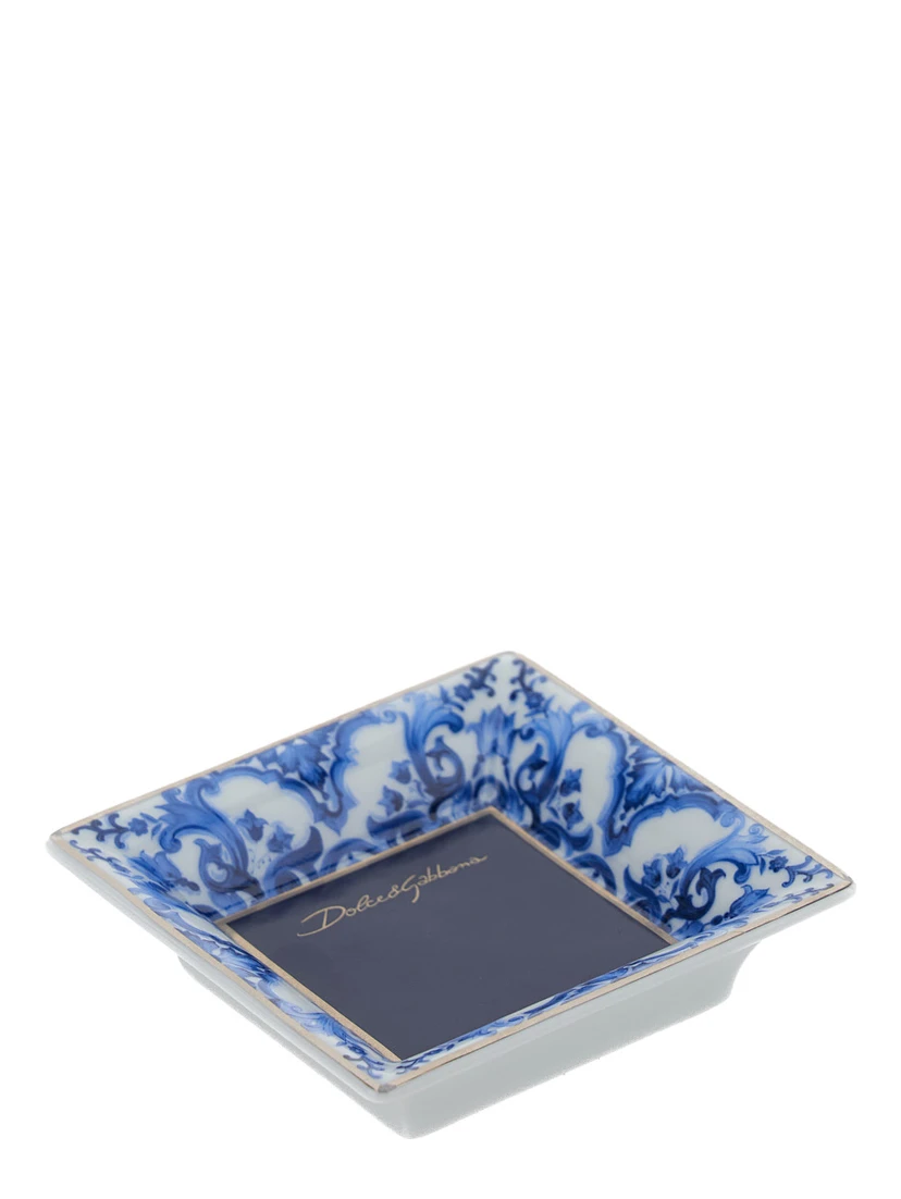Blue and White Trinket Tray with Blu Mediterraneo Motif in Porcelain
