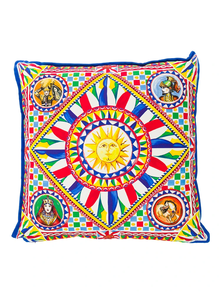 Multicolor Small Cushion with Carretto Foulard Print in Cotton Dolce & Gabbana alternative