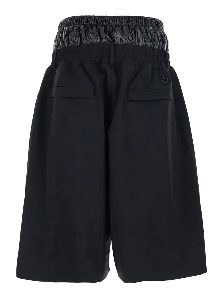 Black Bermuda Pants with Elastic Waist and Logo Patch on Front and Rear in Tech Fabric Man alternative