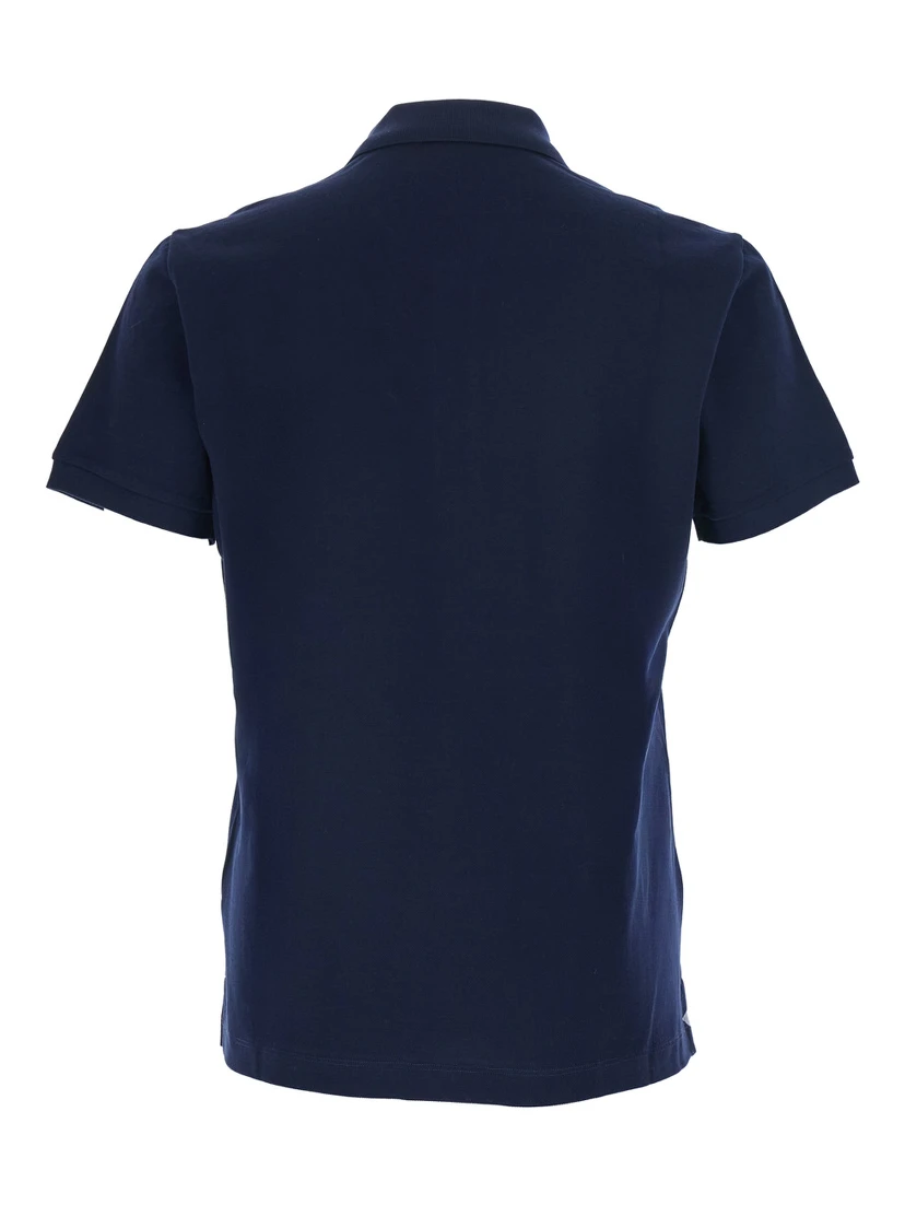 Blue Polo Shirt with Metallic FF Logo on the Front in Cotton Pique Man