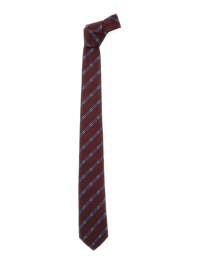 Bordeaux Tie with All-Over Striped Motif in SIlk Man
