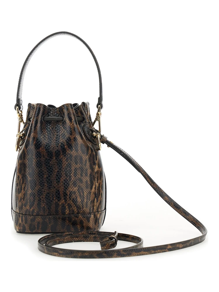 Mon Tresor Mini Brown Handbag with Removable Shoulder Strap and Jaguar Print in Leather Woman alternative
