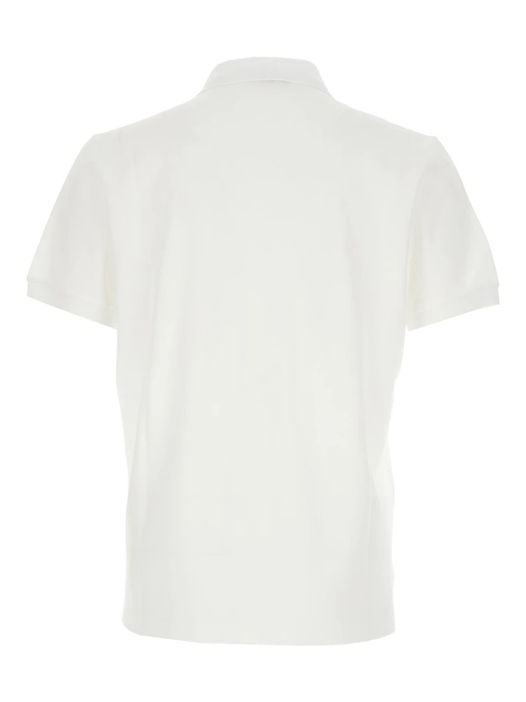 White Polo Shirt with Logo Patch on the Front in Cotton Pique Man alternative