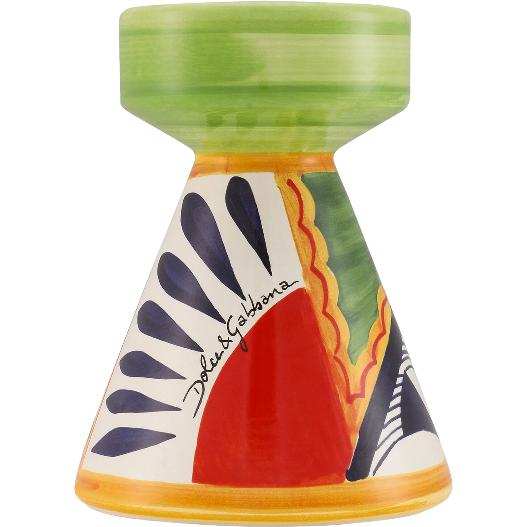 Multicolor Candle Holder with All-Over Graphic Print and Logo Lettering on the Front in Ceramic Home